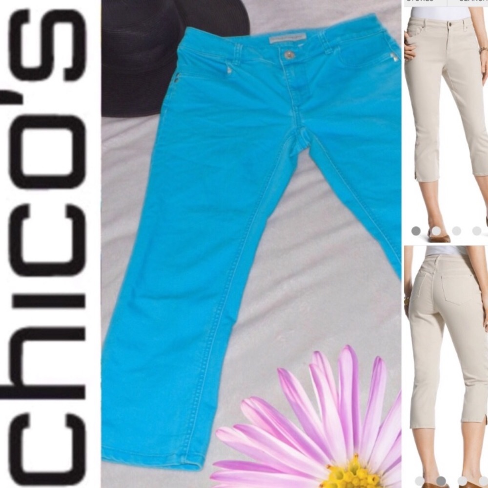 Chico’s Platinum • Cropped Electric Blue Jeans